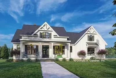 Simple and Attractive Modern Farmhouse Under 50' Deep - 1683 Sq Ft