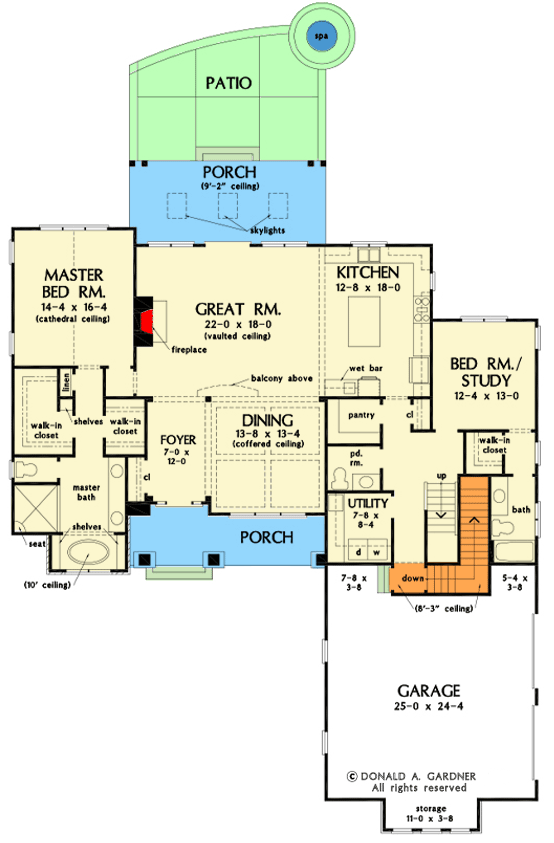 Plan 444145GDN: 2-Story Craftsman Home Design with Mixed Material Exterior - Floor Plan - Basement Stair Location