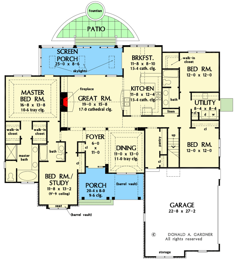 Plan 444164GDN: Craftsman Ranch with 17' Cathedral Ceiling and Bonus Expansion Over Garage - Floor Plan - Main Level - Craftsman, New American, Ranch