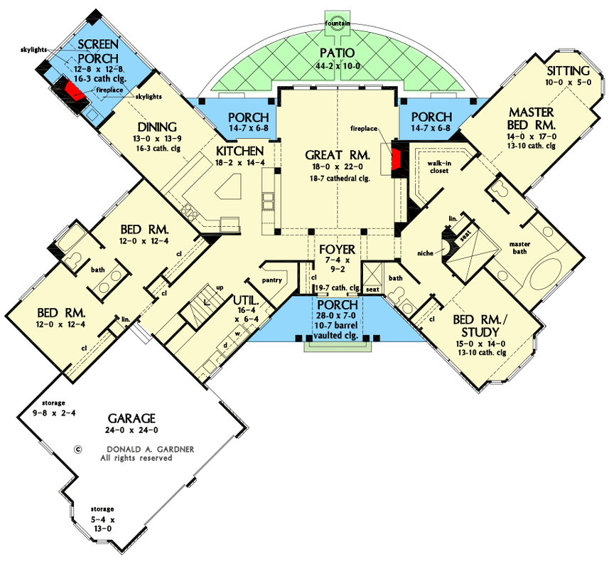 Plan 444166GDN: 4-Bed Mountain Craftsman with Basement Option - Floor Plan - Main Level - Craftsman, Mountain, Rustic