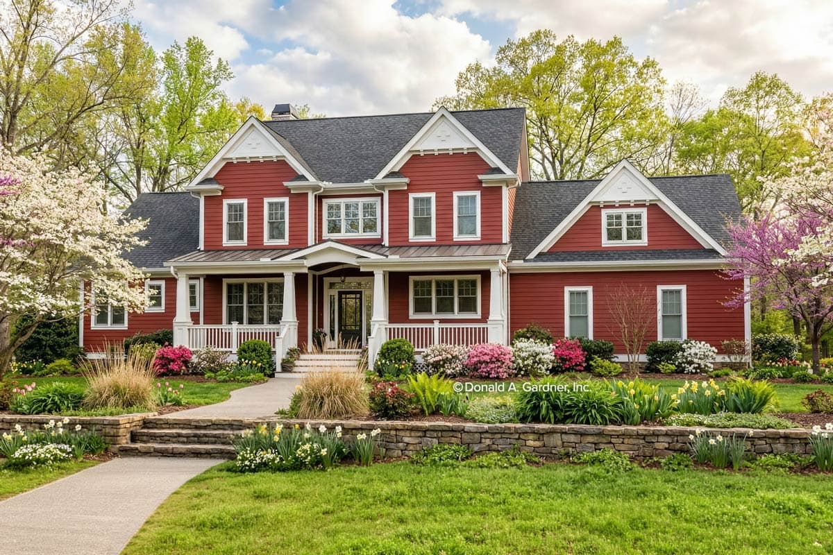 Plan 444169GDN: Striking Two-Story Farmhouse Plan with Study / Flex Room and Screened Porch - Image #2 - Country, Farmhouse, Traditional