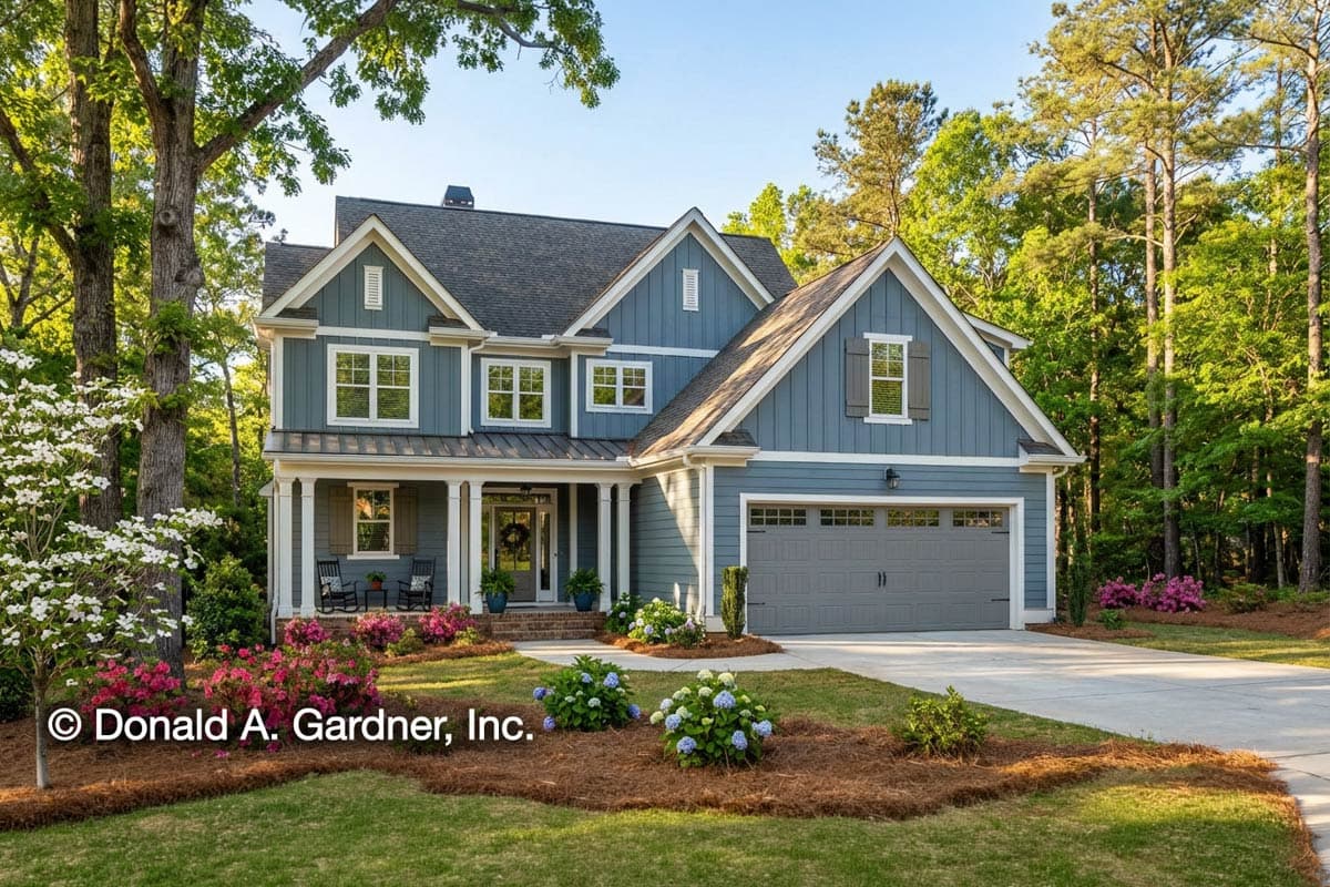 Plan 444171GDN: 2-Story Modern Farmhouse Plan with Main Level Master Bedroom - Image #1 - Country, Craftsman, Modern Farmhouse, New American, Traditional