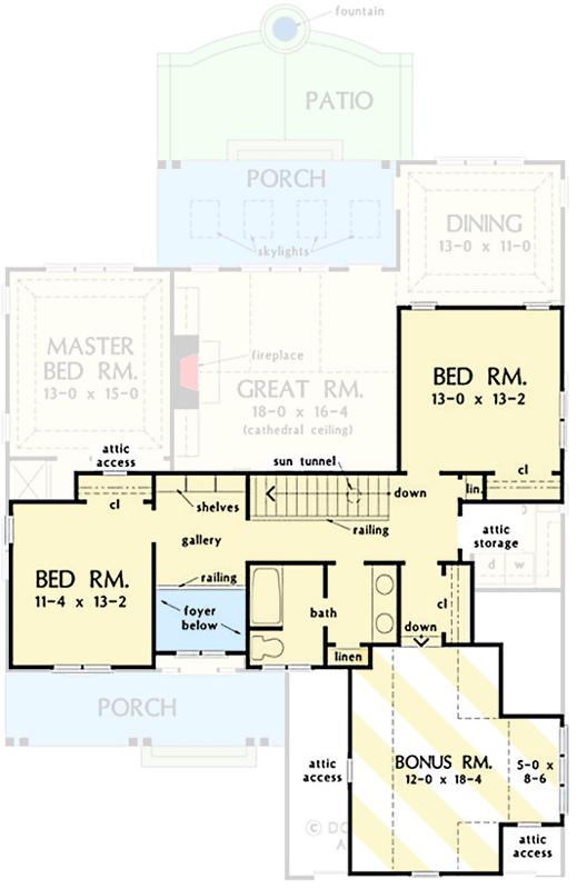 Plan 444171GDN: 2-Story Modern Farmhouse Plan with Main Level Master Bedroom - Floor Plan - 2nd Floor - Country, Craftsman, Modern Farmhouse, New American, Traditional