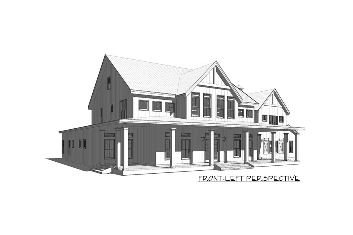Plan 46453LA: Modern Farmhouse Plan with 4 Bedrooms, 2 Story Family Room and Bonus Over Garage - Image #4 - Country, Farmhouse, Modern Farmhouse