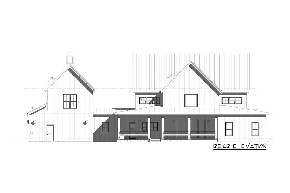 Plan 46453LA: Modern Farmhouse Plan with 4 Bedrooms, 2 Story Family Room and Bonus Over Garage - Image #6 - Country, Farmhouse, Modern Farmhouse