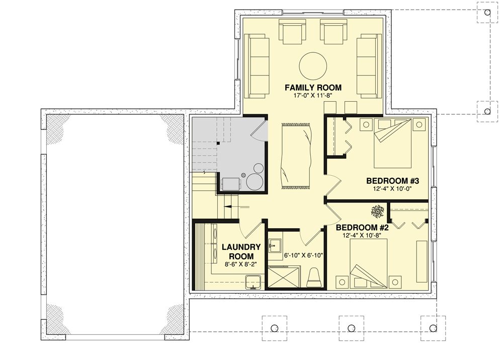 Plan 22622DR: Country Farmhouse Plan with Open Living Space - Floor Plan - Finished Lower Level - Cottage, Country, Farmhouse, Modern Farmhouse, Traditional