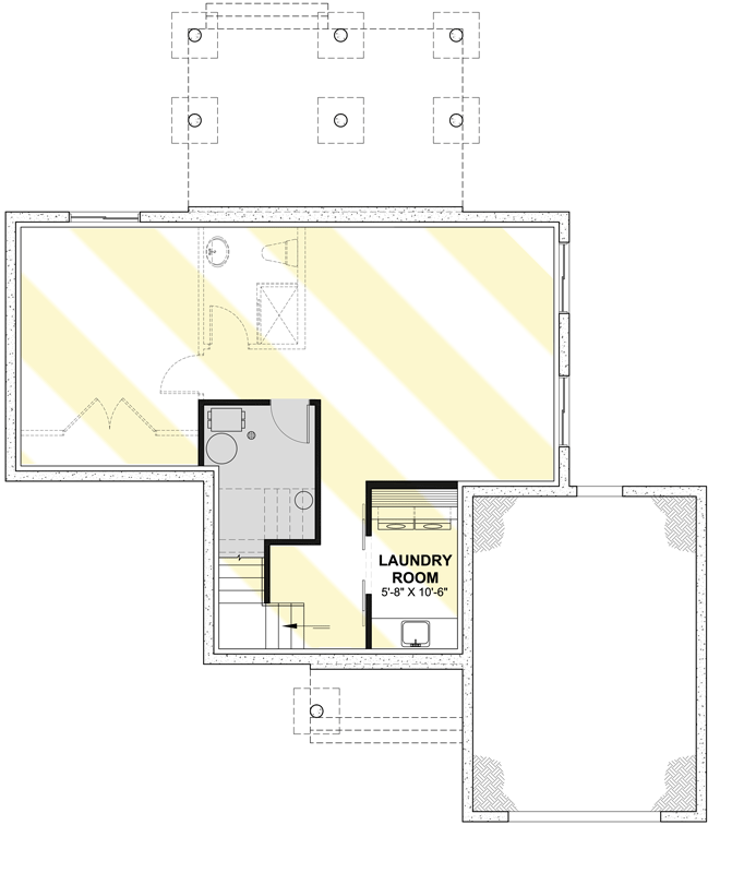Plan 22623DR: 3-Bed Modern Farmhouse Plan with Two-story Living Room - Floor Plan - Lower Level - Farmhouse, Modern Farmhouse, New American