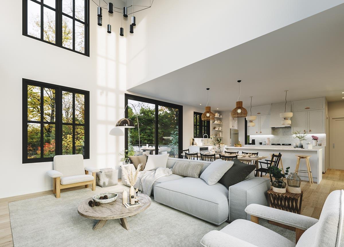 Plan 22623DR: 3-Bed Modern Farmhouse Plan with Two-story Living Room - Image #7 - Farmhouse, Modern Farmhouse, New American