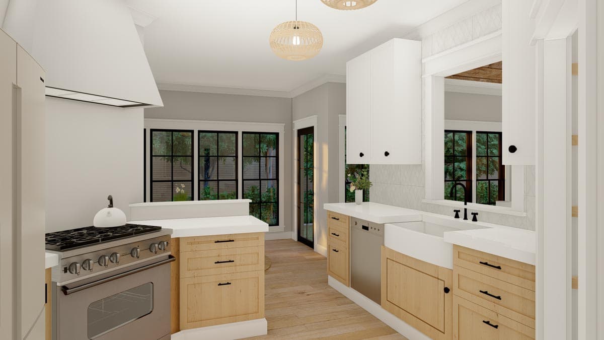 Plan 865002SHW: Modern Farmhouse with 2-Car Courtyard Entry Garage with Bonus and Bath Above - Image #9 - Craftsman, Modern Farmhouse, New American