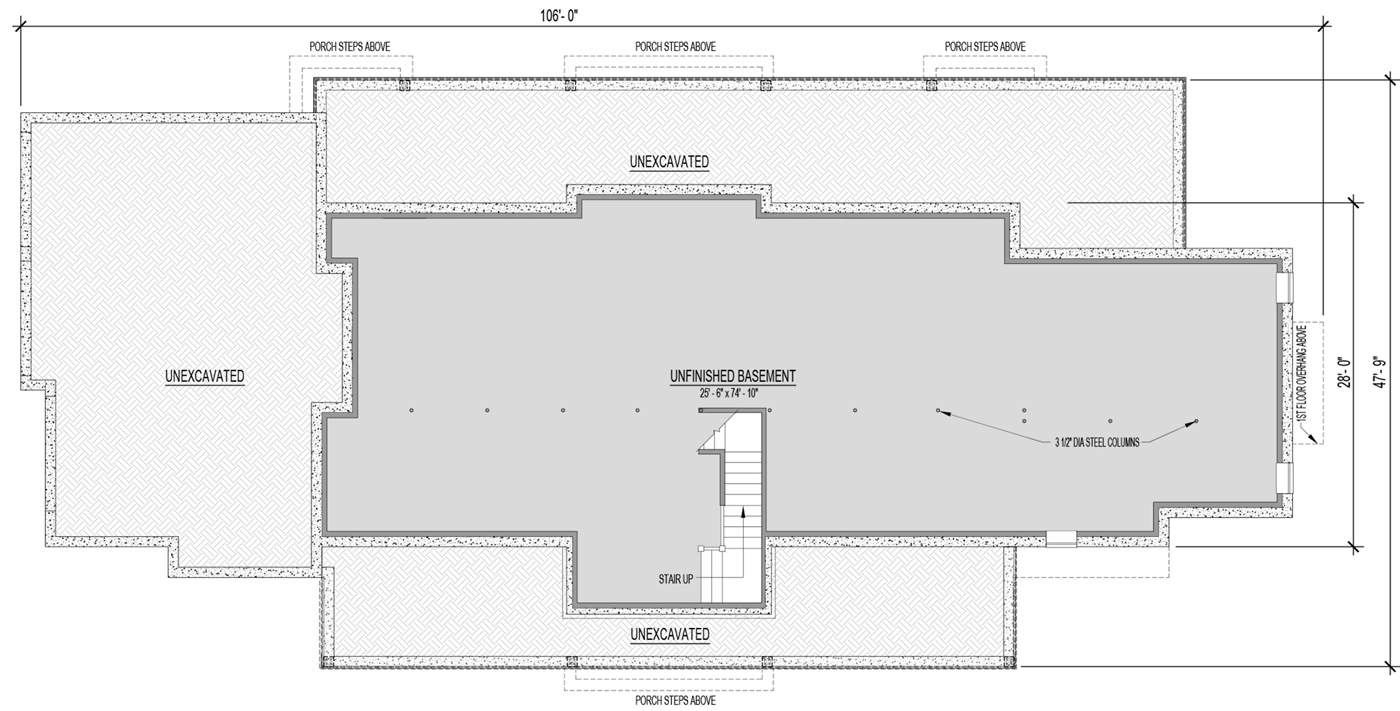 Plan 654013KNA: 5 Bed Modern Farmhouse with 2 Story Great Room and Deep Porches Front and Back - Floor Plan - Unfinished Basement - Country, Farmhouse, Modern Farmhouse, New American