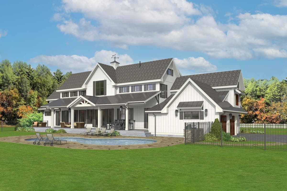 Plan 654013KNA: 5 Bed Modern Farmhouse with 2 Story Great Room and Deep Porches Front and Back - Image #4 - Country, Farmhouse, Modern Farmhouse, New American