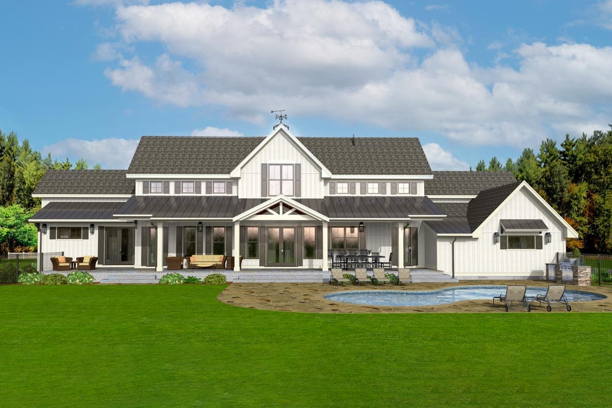 Plan 654013KNA: 5 Bed Modern Farmhouse with 2 Story Great Room and Deep Porches Front and Back - Image #5 - Country, Farmhouse, Modern Farmhouse, New American