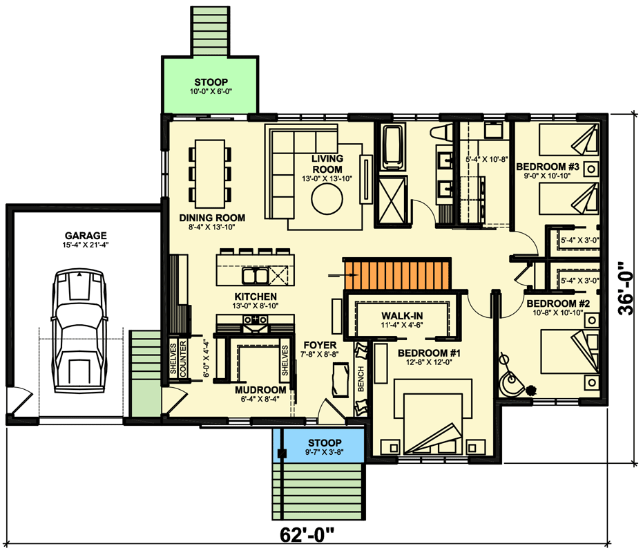 Plan 22624DR: One-level New American Home Plan with Open-concept Living Space - Floor Plan - Main Level - New American, Ranch