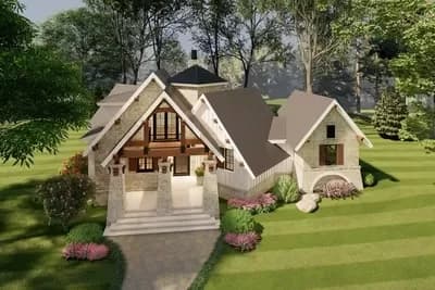 3 Bedroom Fairytale Craftsman House Plan with Main Floor Master Suite - 2374 Sq Ft