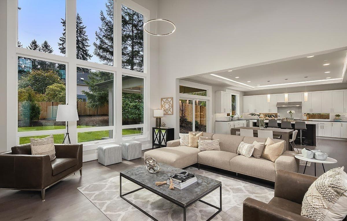 Plan 666137RAF: 5-Bedroom Contemporary House Plan with 2-Story Great Room - Image #4 - Mid Century Modern, Modern, Northwest, Prairie