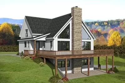 Mountain Craftsman with Wraparound Deck and Drive-Under Garage