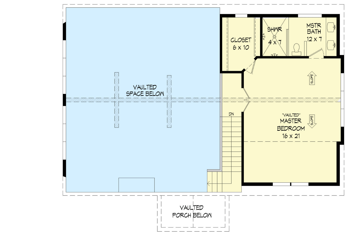 Plan 68892VR: Two-Story Mountain House Plan with Vaulted Master Loft and Tandem Drive-Under Garage - Floor Plan - 2nd Floor - Contemporary, Country, Craftsman, Mountain, Rustic