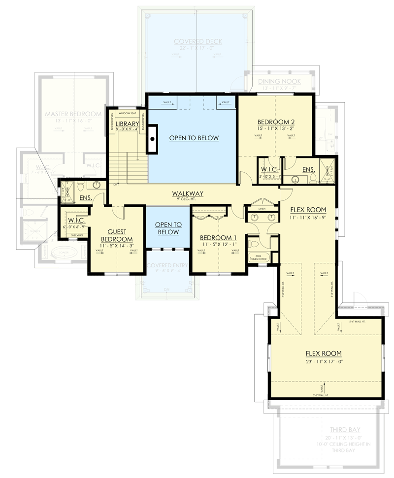 Plan 270044AF: 2-Story Transitional House Plan with Main Floor Master Bedroom - Floor Plan - 2nd Floor - Country, European, Modern Farmhouse, New American, Northwest, Transitional