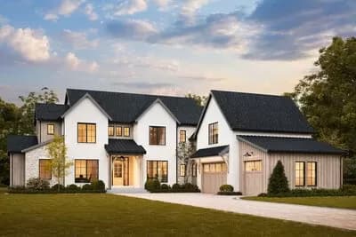 2-Story Transitional House Plan with Main Floor Master Bedroom