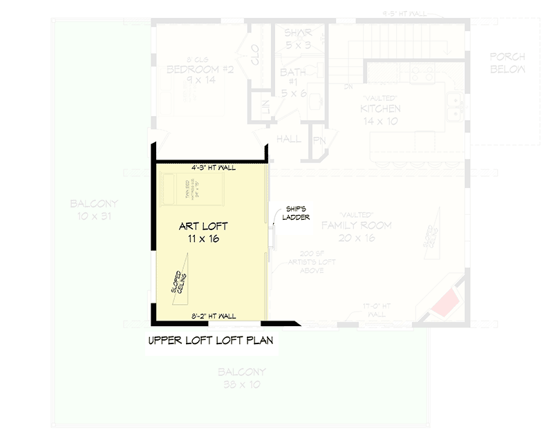 Plan 68893VR: Modern House Plan with Art Loft and Wraparound Deck - 1559 Sq Ft - Floor Plan - 3rd Floor - Contemporary, Mountain, Northwest, Vacation