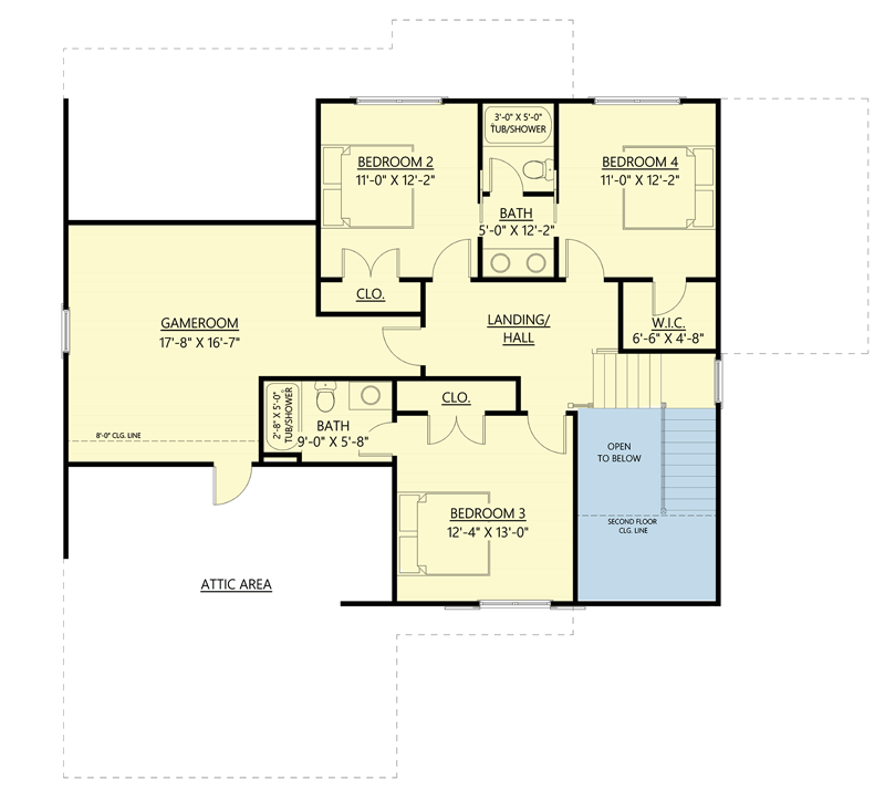 Plan 865005SHW: New American Craftsman Plan with Main-floor Primary Bedroom - 2836 Sq Ft - Floor Plan - 2nd Floor - Craftsman, New American