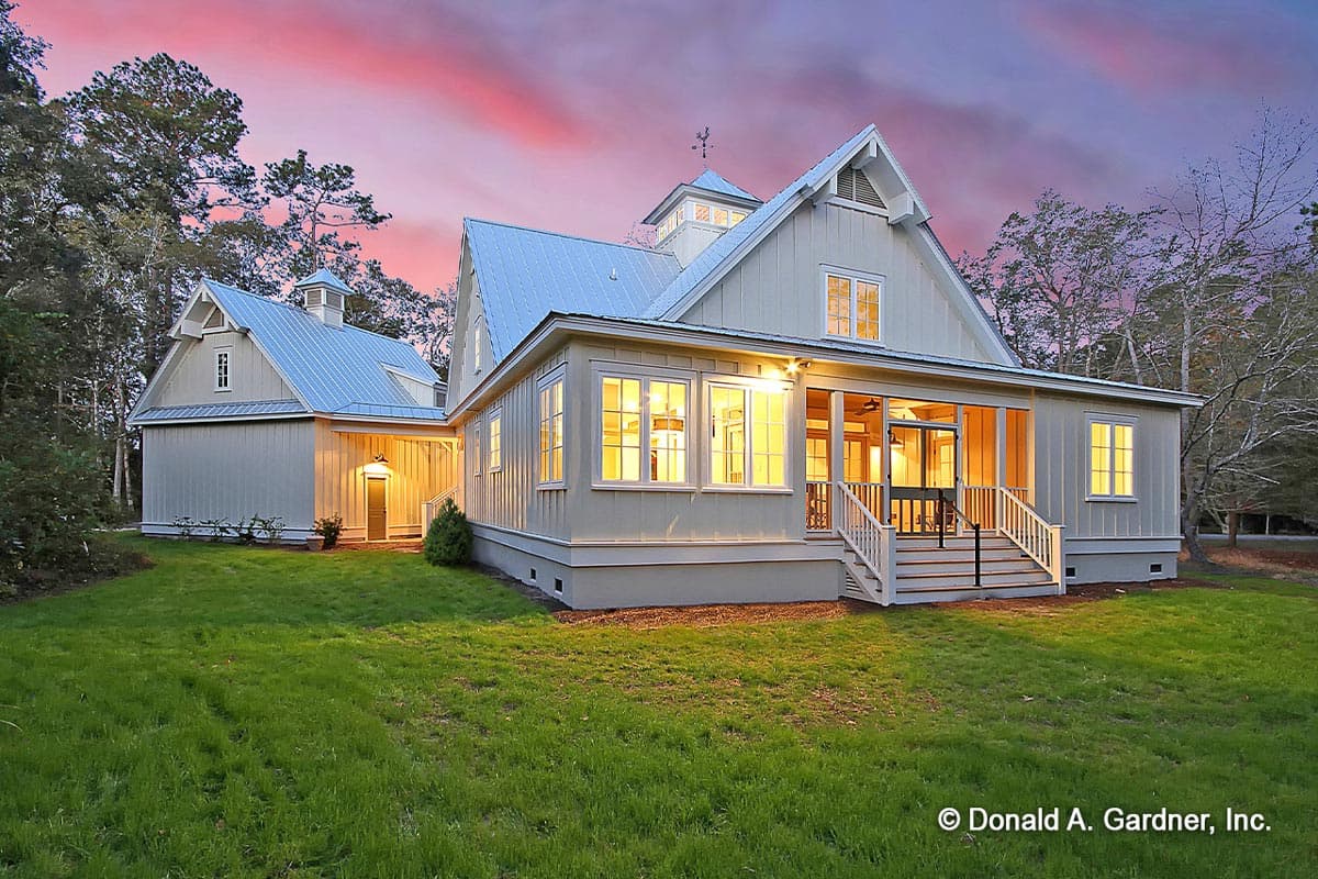 Plan 444181GDN: Modern Farmhouse with Cupola-lit Upstairs Loft and an Angled 2-Car Garage - 2018 Sq Ft - Image #4 - Country, Farmhouse, Modern Farmhouse, Southern, Traditional