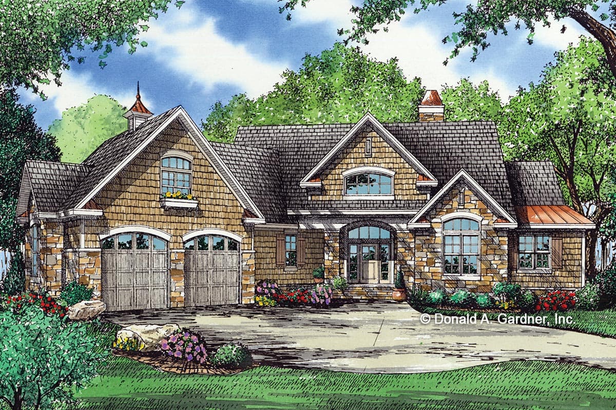 Plan 444182GDN: Angled Ranch House Plan with Stone and Siding Exterior - Image #14 - Country, Ranch, Southern