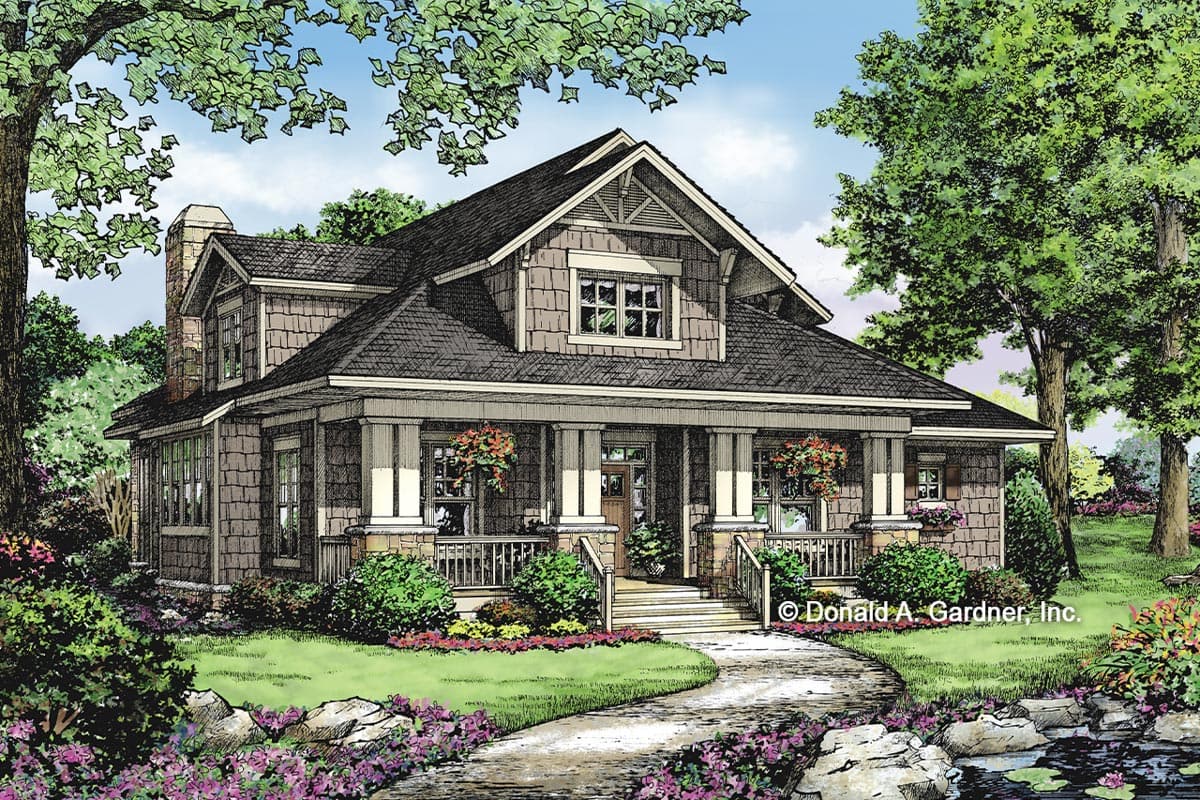 Plan 444183GDN: Authentic Bungalow with 18' Vaulted Ceiling in the Great Room and Bonus Upstairs Expansion - Image #9 - Bungalow, Coastal, Cottage, Craftsman, Mid Century Modern