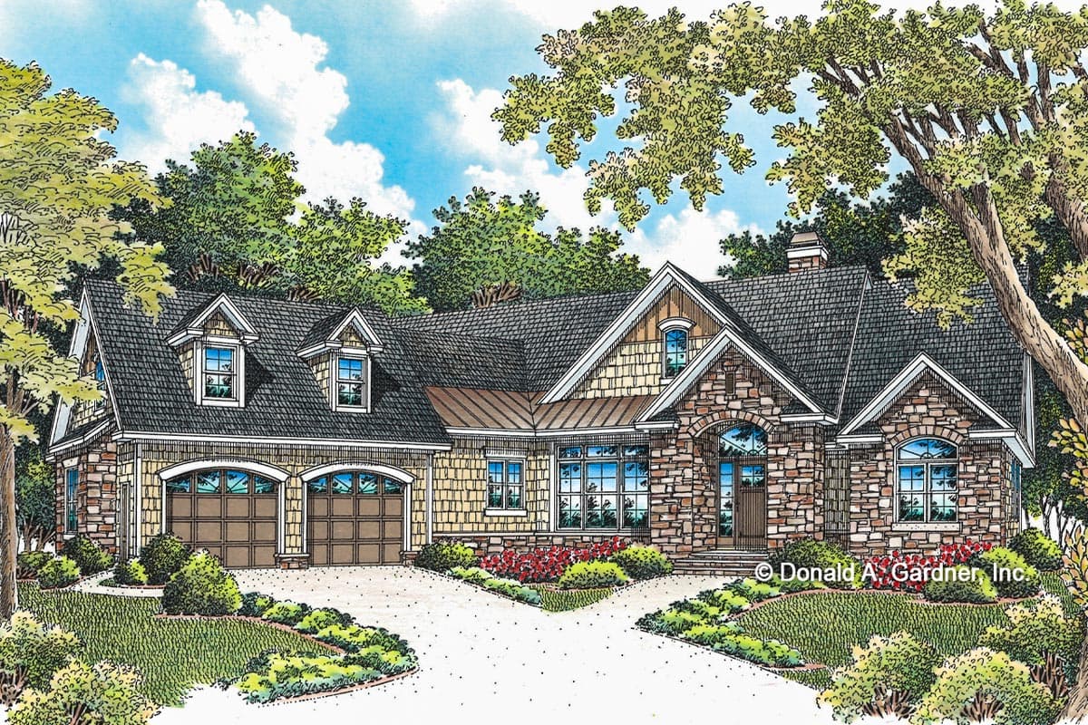 Plan 444186GDN: Craftsman Home Plan with Angled Garage, a Study and a Bonus Room - Image #14 - Craftsman, Traditional