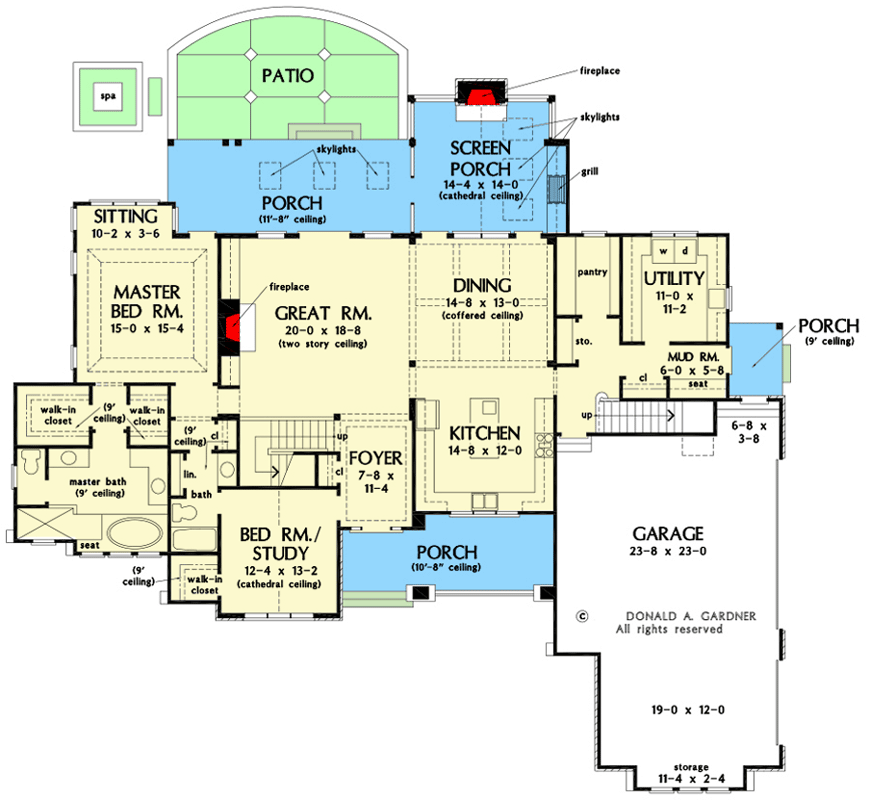 Plan 444192GDN: 2-Story Craftsman House Plan with Two Stairs and Large Bonus Room - Floor Plan - Main Level - Craftsman