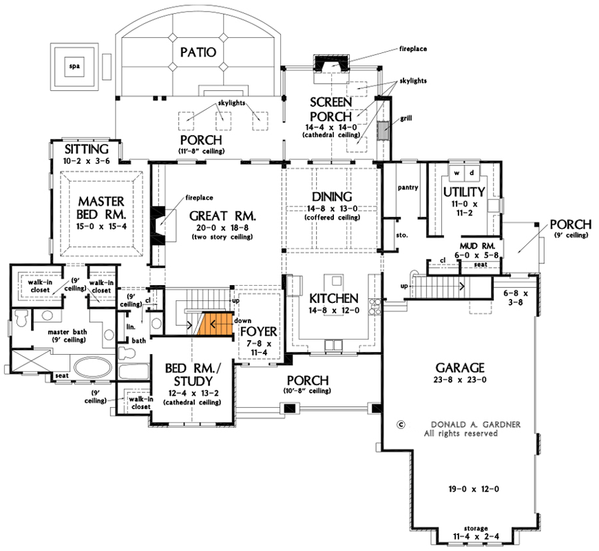 Plan 444192GDN: 2-Story Craftsman House Plan with Two Stairs and Large Bonus Room - Floor Plan - Basement Stair Location - Craftsman