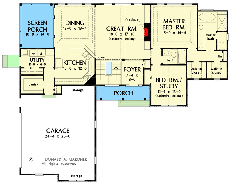 Plan 444211GDN: Country Craftsman Plan with Walkout Basement with Rec Room 2 Bedrooms - Floor Plan - Main Level - Country, Craftsman