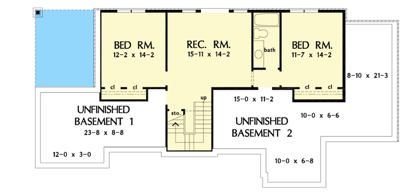 Plan 444211GDN: Country Craftsman Plan with Walkout Basement with Rec Room 2 Bedrooms - Floor Plan - Finished Lower Level - Country, Craftsman