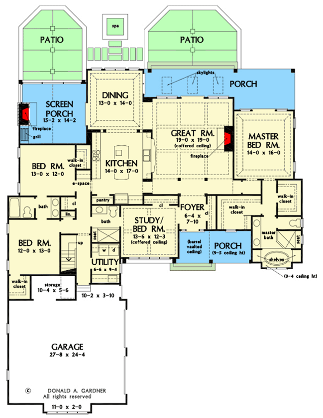 Plan 444217GDN: 4-Bed Traditional House Plan with Open Layout - Floor Plan - Main Level - Country, Craftsman, Ranch, Traditional
