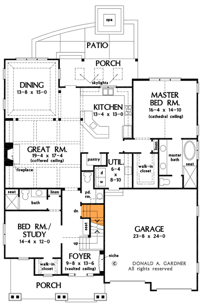 Plan 444223GDN: Two Story Craftsman House Plan for a Narrow Footprint - Floor Plan - Basement Stair Location - Cottage, Country, Craftsman