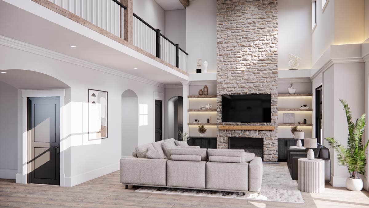 Plan 654014KNA: Option-filled New Traditional House Plan with Massive Space Open to Above - 2984 Sq Ft - Image #9 - Country, Craftsman, Farmhouse, Modern Farmhouse, New American