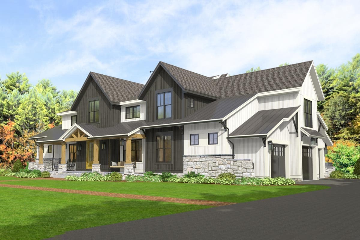 Plan 654014KNA: Option-filled New Traditional House Plan with Massive Space Open to Above - 2984 Sq Ft - Image #4 - Country, Craftsman, Farmhouse, Modern Farmhouse, New American