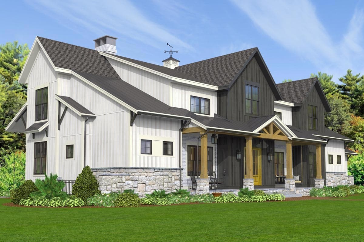Plan 654014KNA: Option-filled New Traditional House Plan with Massive Space Open to Above - 2984 Sq Ft - Image #5 - Country, Craftsman, Farmhouse, Modern Farmhouse, New American