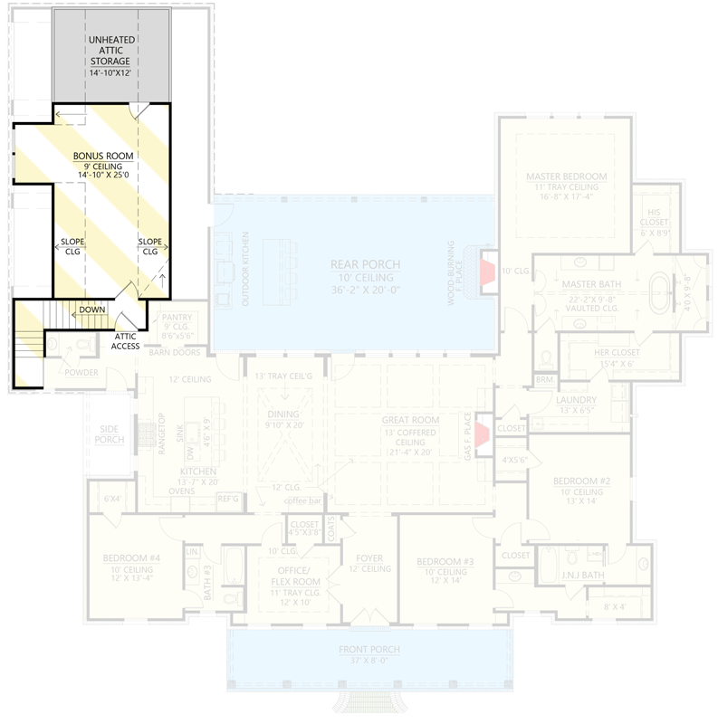 Plan 56512SM: Well-Balanced Modern Acadian House Plan with Massive Rear Porch - Floor Plan - 2nd Floor - Acadian, Country, European, Louisiana-Style, Southern