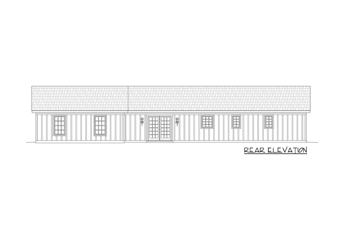 Plan 68905VR: 3-Bed Ranch Plan with 2-Car Garage - 1200 Sq Ft - Image #4 - Cottage, Country, Ranch, Traditional