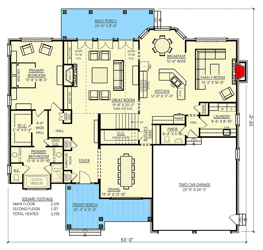 Plan 865006SHW: New American Craftsman Home Plan with Main-floor Primary Bedroom - Floor Plan - Main Level - Craftsman, New American