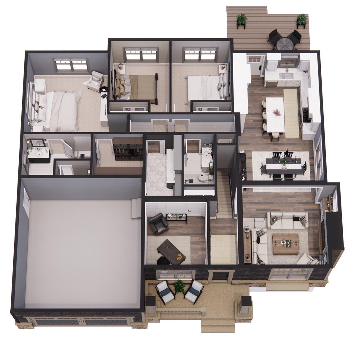 Plan 14703RK: Shingled Bungalow with Three Clustered Bedrooms and a Home Office - Image #31 - Bungalow, Cottage, Craftsman, Shingle