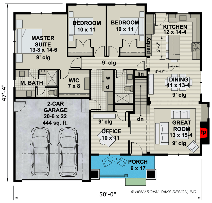 Plan 14703RK: Shingled Bungalow with Three Clustered Bedrooms and a Home Office - Floor Plan - Main Level - Bungalow, Cottage, Craftsman, Shingle