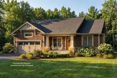 Shingled Bungalow with Three Clustered Bedrooms and a Home Office