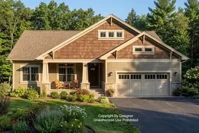 Single Story Craftsman Home Plan with Home Office and 3 Bedrooms - 1762 Sq Ft