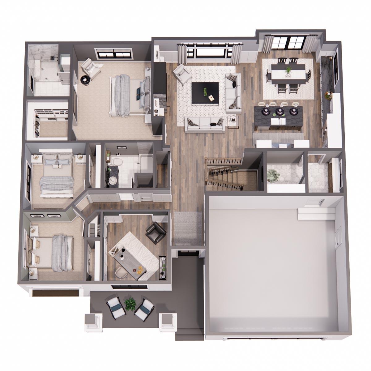 Plan 14707RK: Single Story Modern Farmhouse Plan with Home Office and 3 Bedrooms - 1762 Sq Ft - Image #62 - Country, Farmhouse, Modern Farmhouse, New American, Ranch
