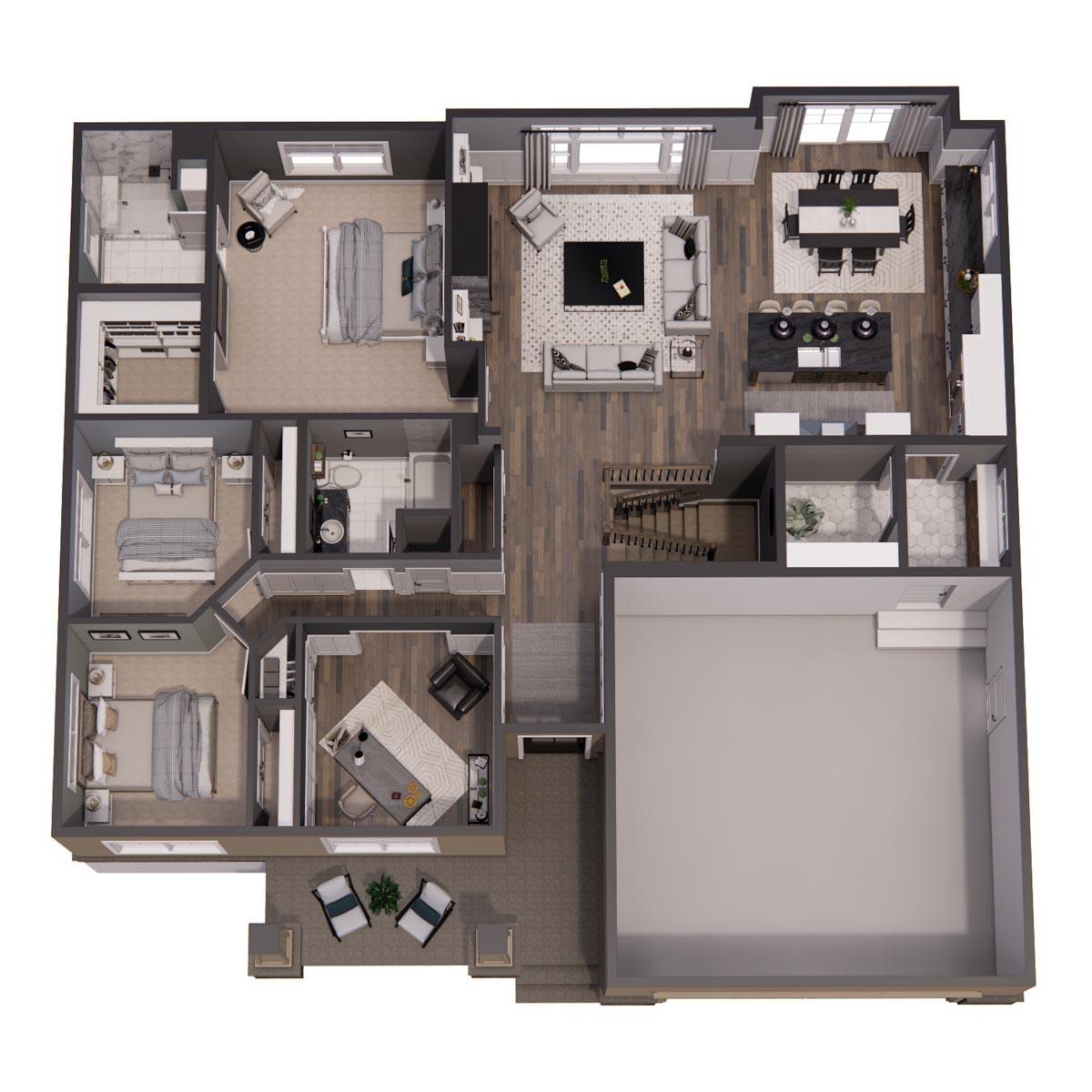 Plan 14708RK: Single Story Traditional Ranch Home Plan with Home Office and 3 Bedrooms - 1762 Sq Ft - Image #61 - Country, Ranch, Traditional