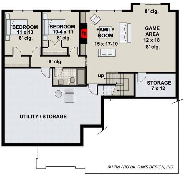 Plan 14708RK: Single Story Traditional Ranch Home Plan with Home Office and 3 Bedrooms - 1762 Sq Ft - Floor Plan - Optional Finished Lower Level (+$400) - Country, Ranch, Traditional