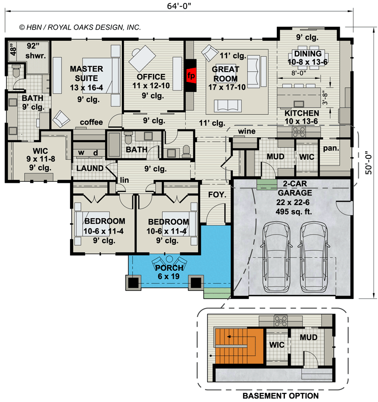 Plan 14709RK: 3 Bed Craftsman Home Plan Offering One Level Living and Lower Level Expansion - Floor Plan - Main Level - Bungalow, Craftsman, Northwest, Ranch
