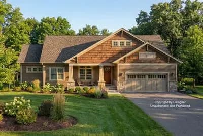 3 Bed Craftsman Home Plan Offering One Level Living and Lower Level Expansion